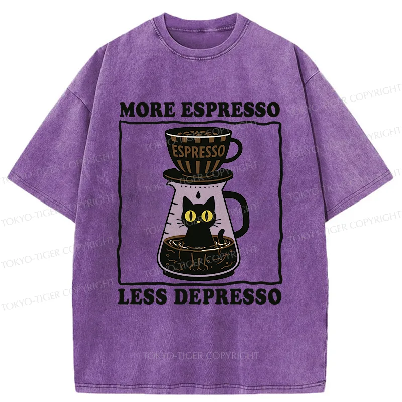 Tokyo-Tiger Cats And Coffee Washed T-Shirt