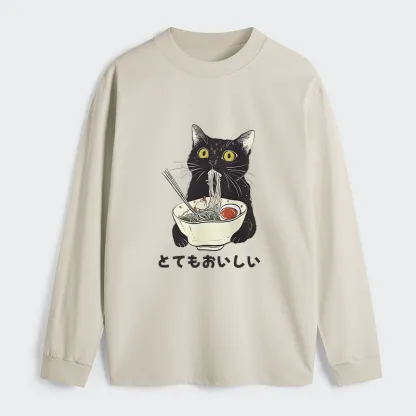 Tokyo-Tiger Cats Eat Ramen Noodles Classic Long Sleeve T-Shirt