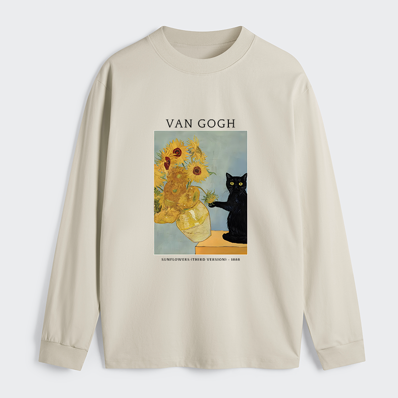 Tokyo-Tiger Black Cat With Sunflowers Classic Long Sleeve T-Shirt