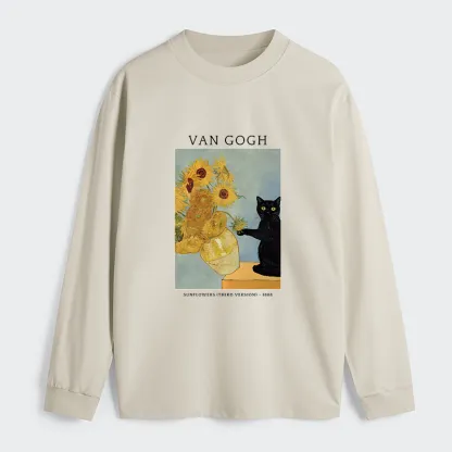 Tokyo-Tiger Black Cat With Sunflowers Classic Long Sleeve T-Shirt