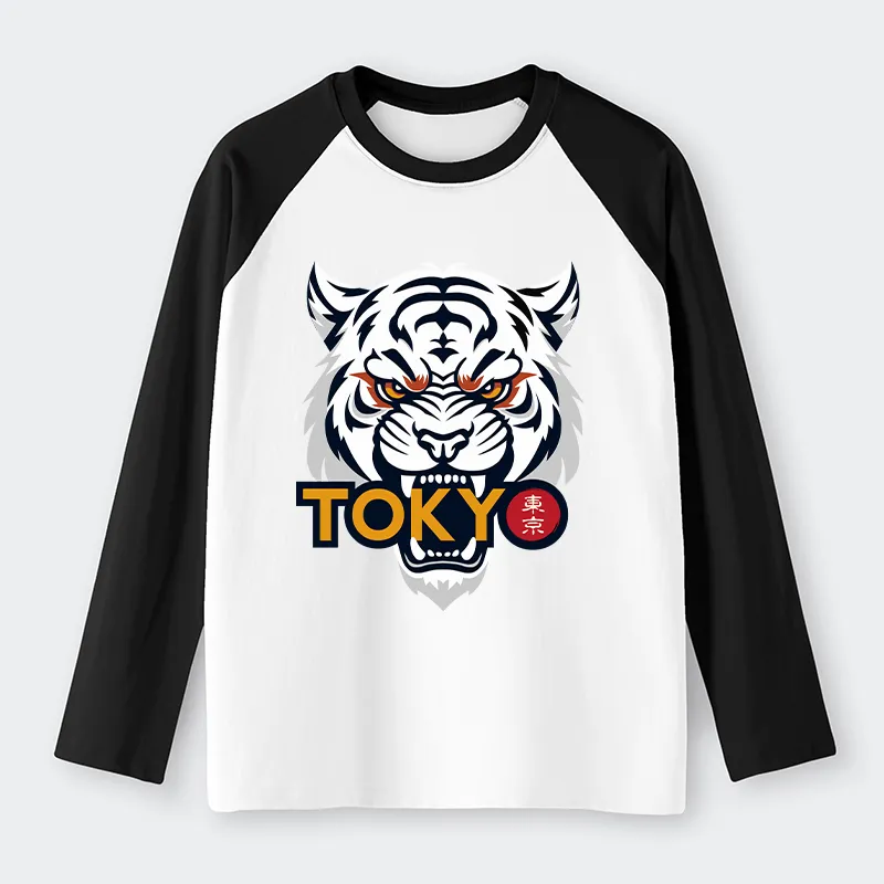 Tokyo-Tiger Logo Raglan long sleeve T-shirt