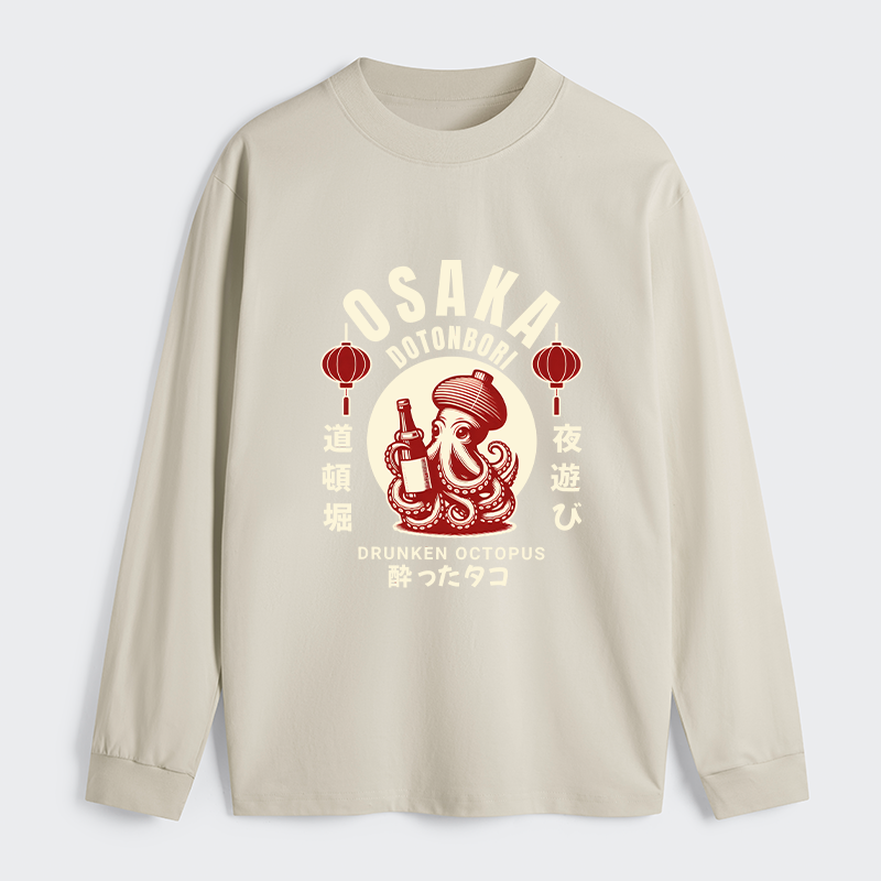 Tokyo-Tiger Retro Osaka Octopus Long Sleeve T-Shirt