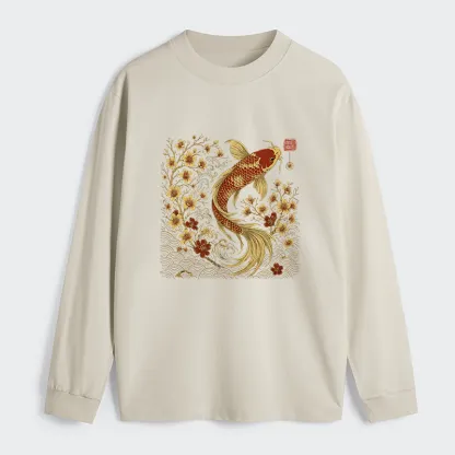 Tokyo-Tiger Vintage Sakura And Koi Classic Long Sleeve T-Shirt