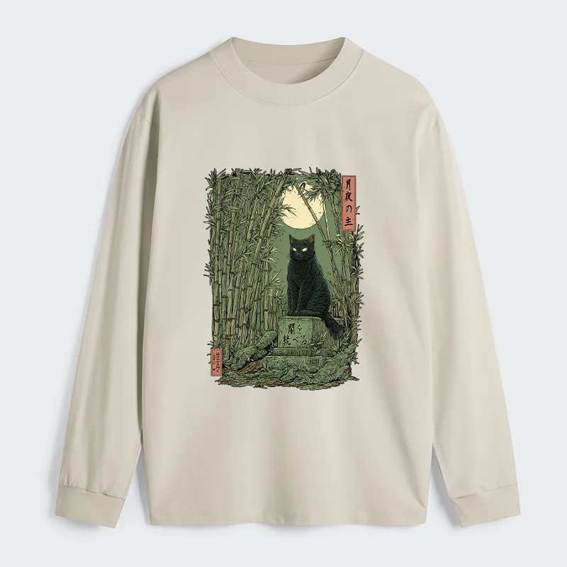 Tokyo-Tiger Black Cat In The Bamboo Forest Classic Long Sleeve T-Shirt