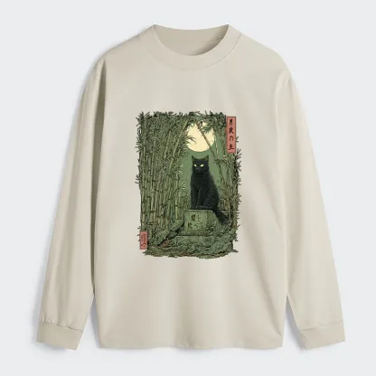 Tokyo-Tiger Black Cat In The Bamboo Forest Classic Long Sleeve T-Shirt