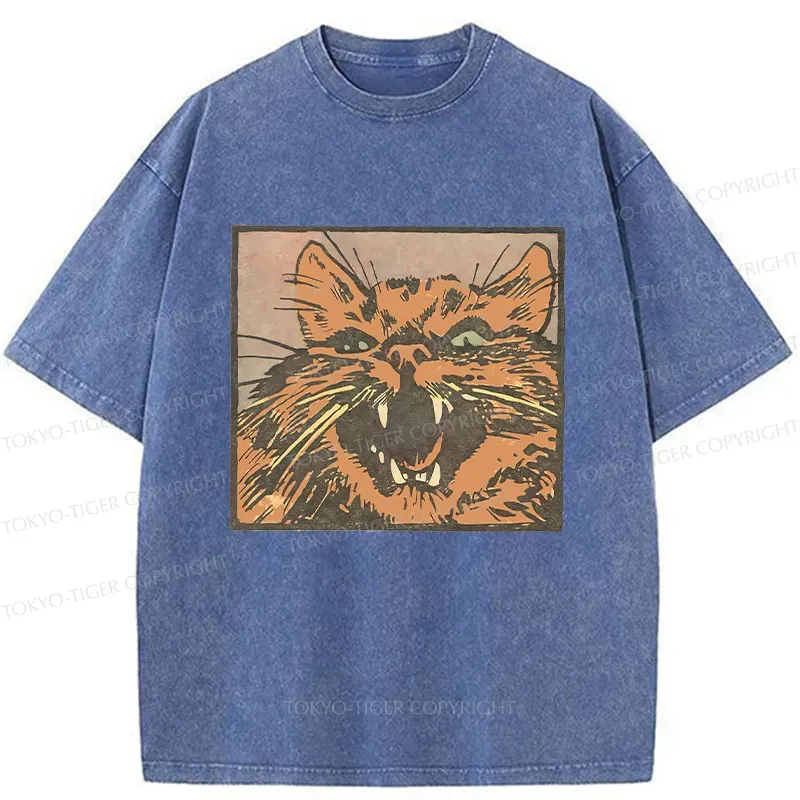 Tokyo-Tiger Roaring Cat Washed T-Shirt