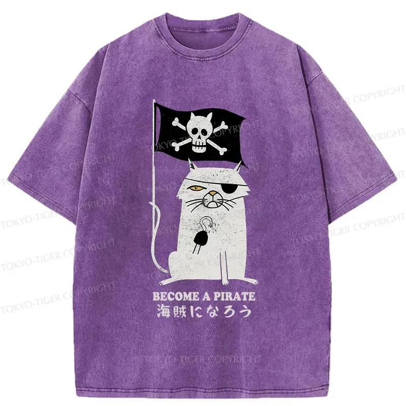 Tokyo-Tiger Pirate Cat Washed T-Shirt
