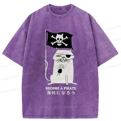 Tokyo-Tiger Pirate Cat Washed T-Shirt