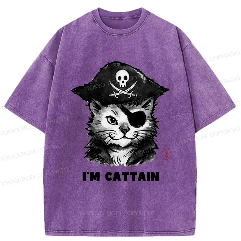 Tokyo-Tiger Pirate Cat Japan Washed T-Shirt