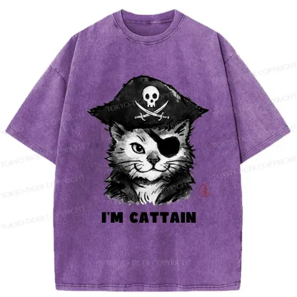 Tokyo-Tiger Pirate Cat Japan Washed T-Shirt