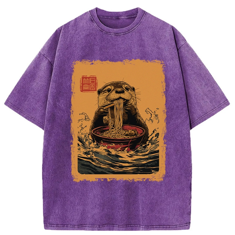 Tokyo-Tiger Ramen Lover Otter Washed T-Shirt