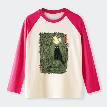 Tokyo-Tiger Black Cat In The Bamboo Forest long sleeve T-shirt
