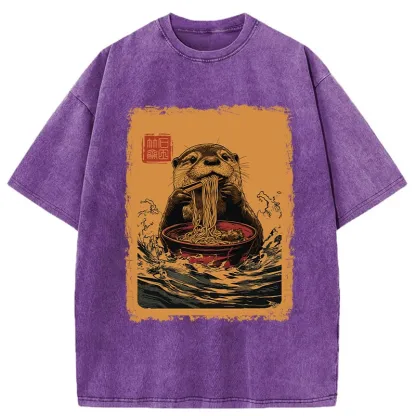 Tokyo-Tiger Ramen Lover Otter Washed T-Shirt