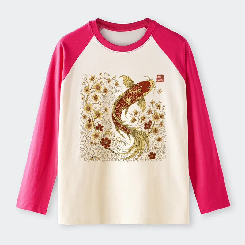 Tokyo-Tiger Vintage Sakura And Koi long sleeve T-shirt