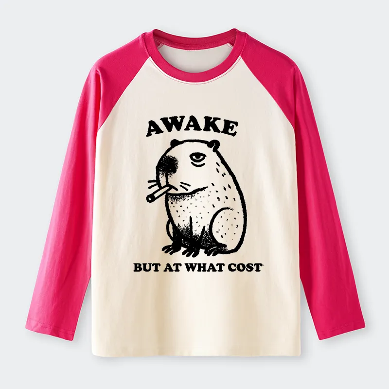 Tokyo-Tiger Smoking Capybara Raglan Long Sleeve T-shirt