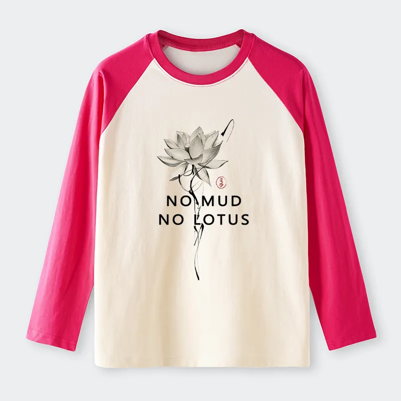 Tokyo-Tiger Japanese Zen Lotus Raglan Long Sleeve T-shirt