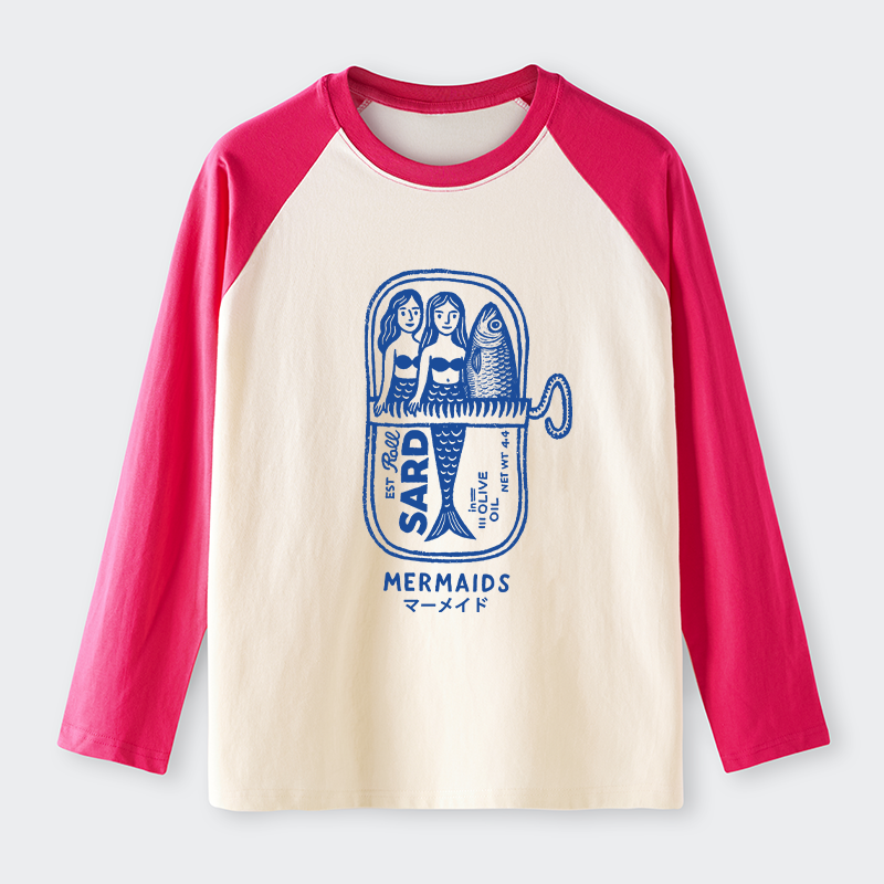 Tokyo-Tiger Mermaid Can Raglan Long Sleeve T-shirt