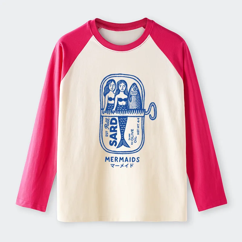 Tokyo-Tiger Mermaid Can Raglan Long Sleeve T-shirt