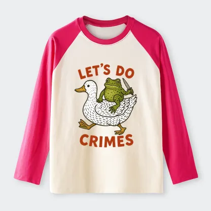 Tokyo-Tiger Frog Ready To Commit Crime Raglan Long Sleeve T-shirt