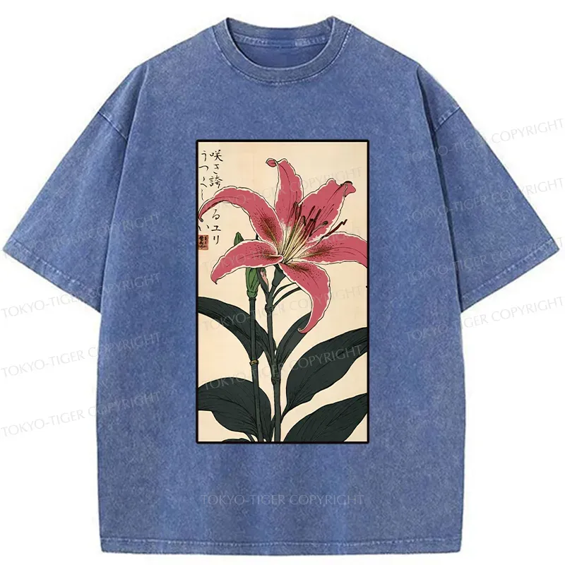 Tokyo-Tiger Retro Lily Washed T-Shirt