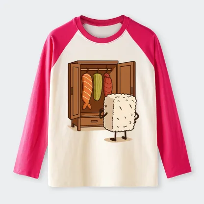 Tokyo-Tiger Sushi Pick Out Clothes Raglan Long Sleeve T-shirt