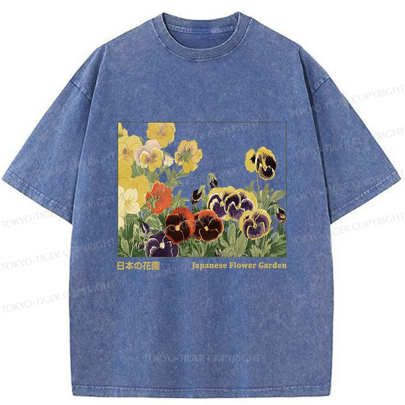 Tokyo-Tiger Beautiful Garden Washed T-Shirt