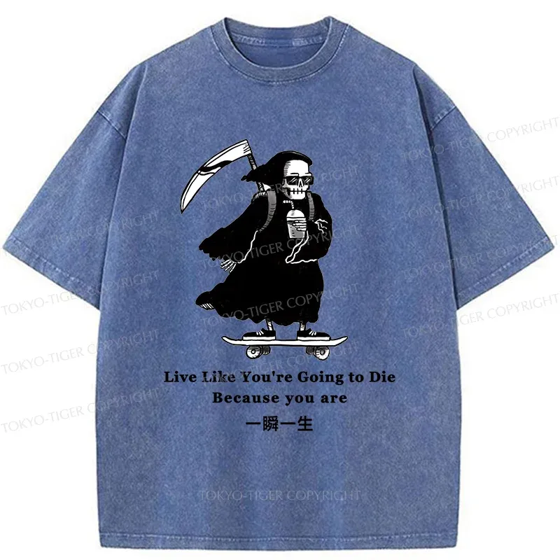 Tokyo-Tiger Death Skateboard Washed T-Shirt