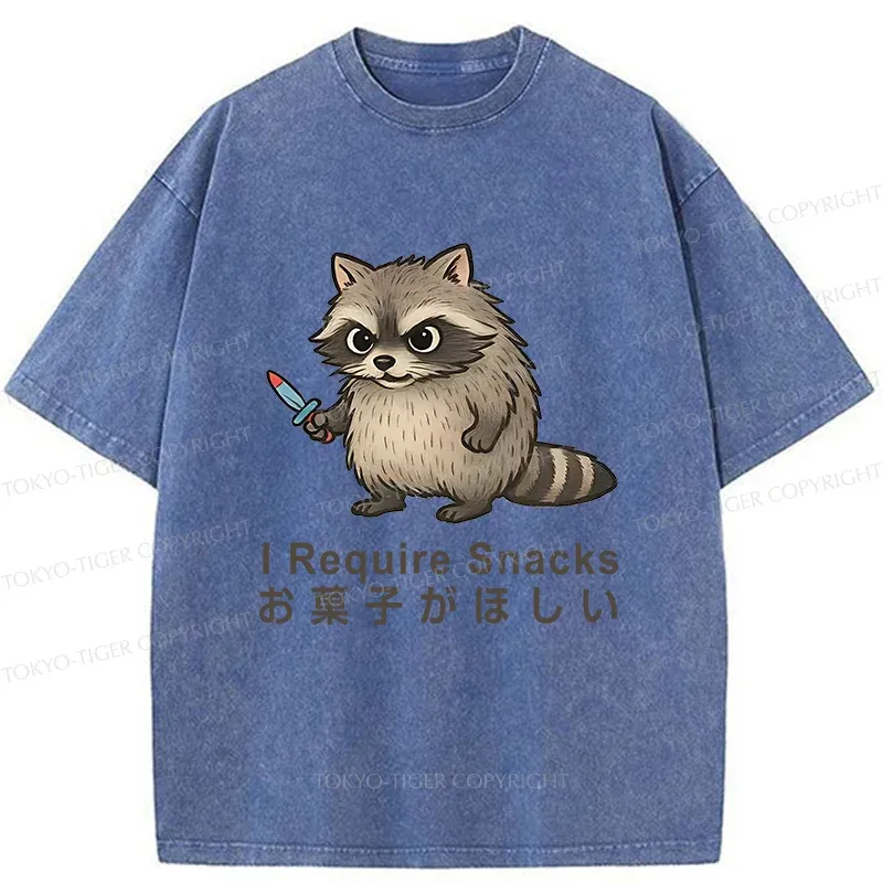 Tokyo-Tiger Raccoons Need Snacks Funny Washed T-Shirt