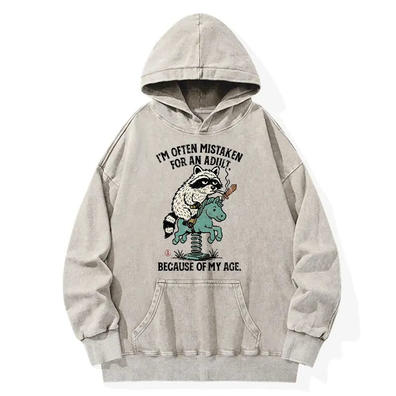 Tokyo-Tiger funny Raccoon and Horse meme Washed Hoodie