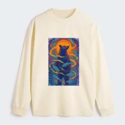 Tokyo-Tiger Ukiyoe Bear and Fish Vintage Poster Classic Long Sleeve T-Shirt