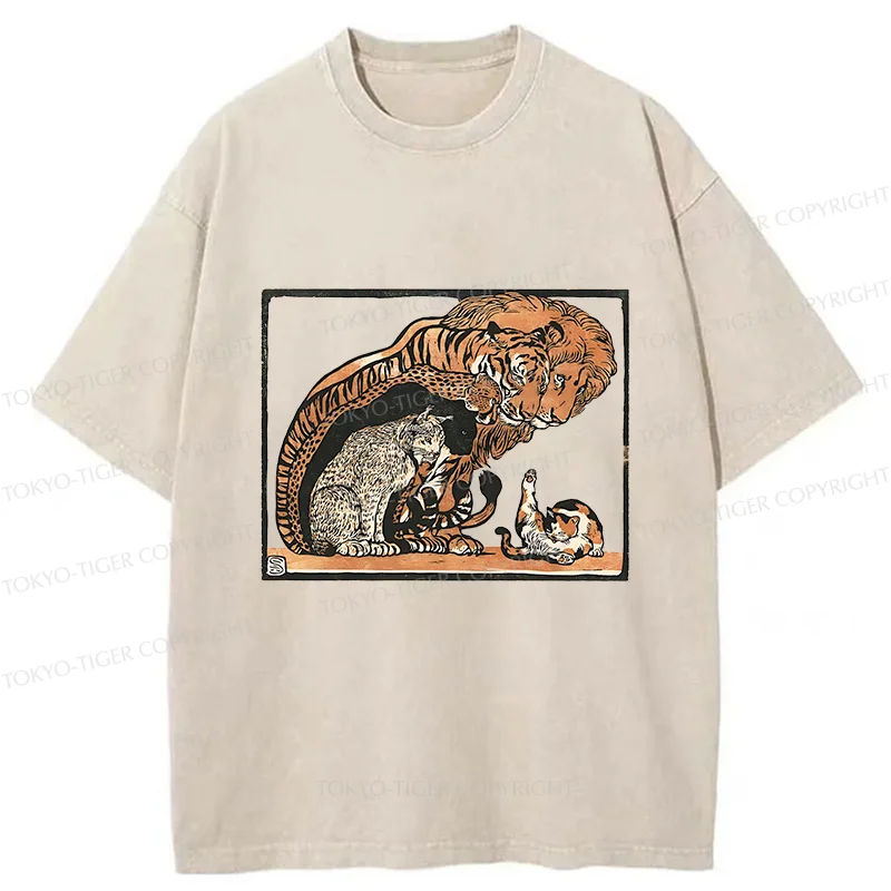 Tokyo-Tiger Adorable Felines Washed T-Shirt