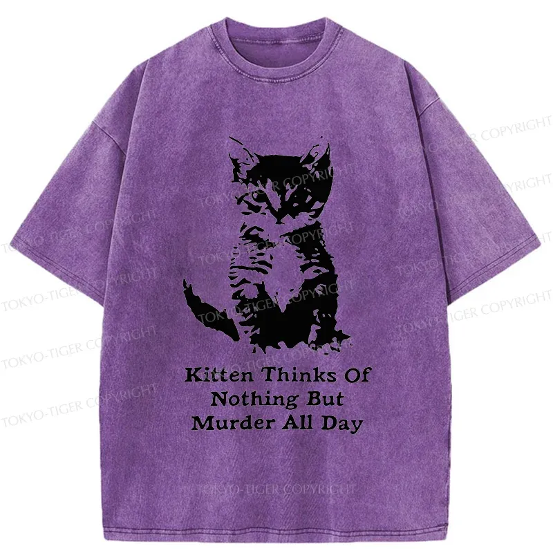 Tokyo-Tiger Cat Has A Murderous Thought Washed T-Shirt