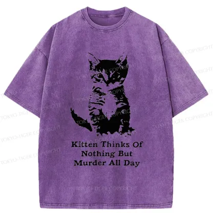 Tokyo-Tiger Cat Has A Murderous Thought Washed T-Shirt