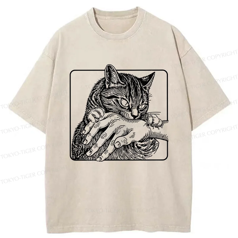 Tokyo-Tiger Vicious Cat Washed T-Shirt