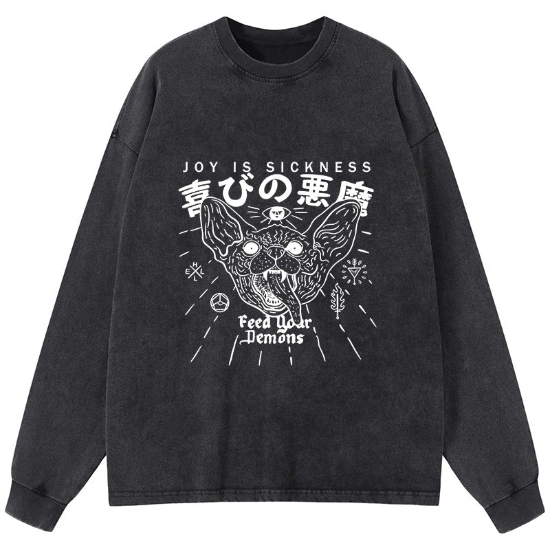 Tokyo-Tiger Joy Is Sickness Washed Long Sleeve T-Shirt