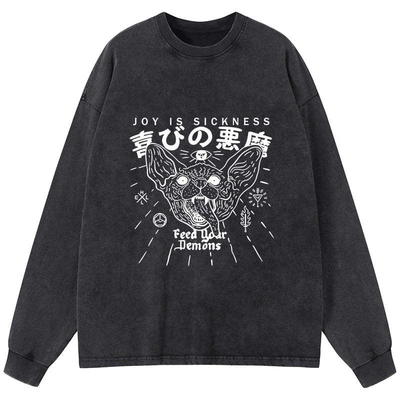 Tokyo-Tiger Joy Is Sickness Washed Long Sleeve T-Shirt