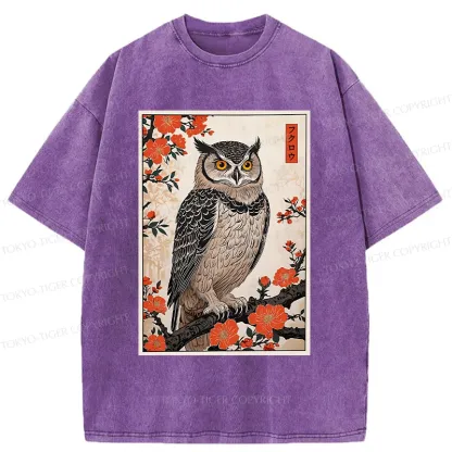Tokyo-Tiger Vintage Japanese Owl Washed T-Shirt