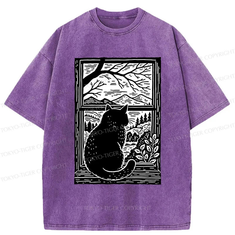 Tokyo-Tiger Cat Waiting For Its Owner Washed T-Shirt
