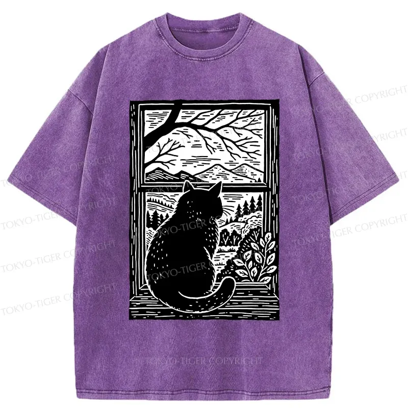 Tokyo-Tiger Cat Waiting For Its Owner Washed T-Shirt