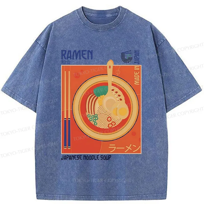 Tokyo-Tiger Ramen Poster Washed T-Shirt