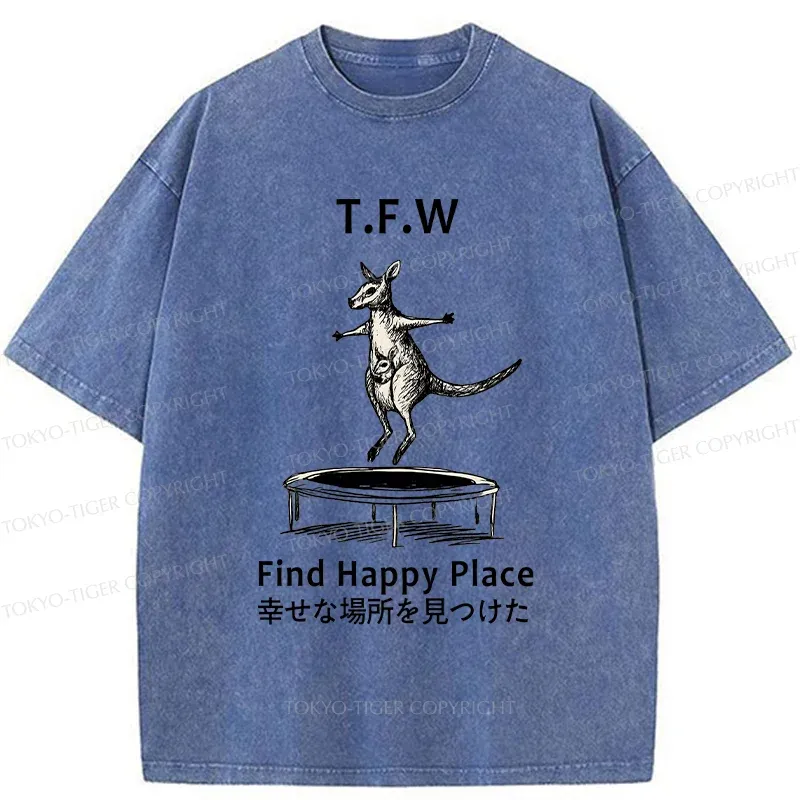 Tokyo-Tiger Funny Kangaroo Washed T-Shirt