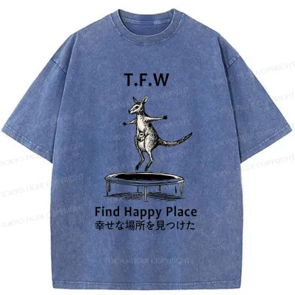 Tokyo-Tiger Funny Kangaroo Washed T-Shirt