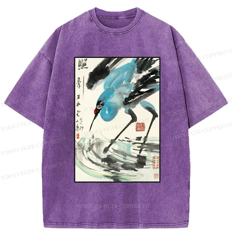 Tokyo-Tiger Crane In The Pond Washed T-Shirt