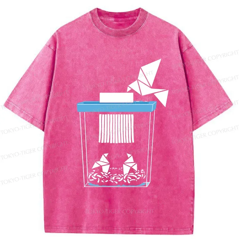 Tokyo-Tiger Funny Paper-cut Crane Washed T-Shirt