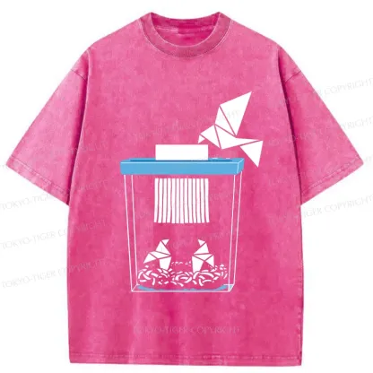 Tokyo-Tiger Funny Paper-cut Crane Washed T-Shirt
