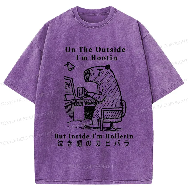 Tokyo-Tiger Capybara Screams Inside Washed T-Shirt
