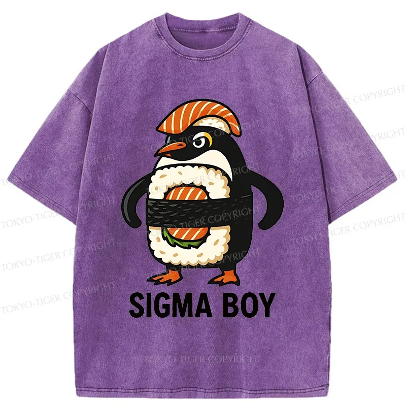 Tokyo-Tiger Sushi Penguin Washed T-Shirt