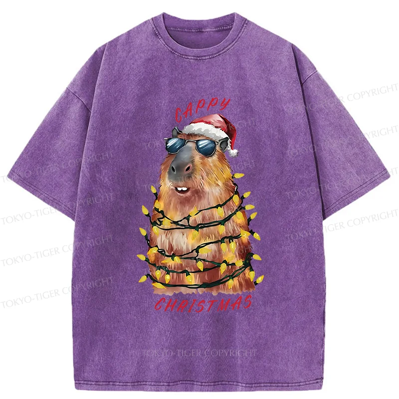Tokyo-Tiger Merry Christmas Capybara Washed T-Shirt