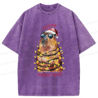 Tokyo-Tiger Merry Christmas Capybara Washed T-Shirt