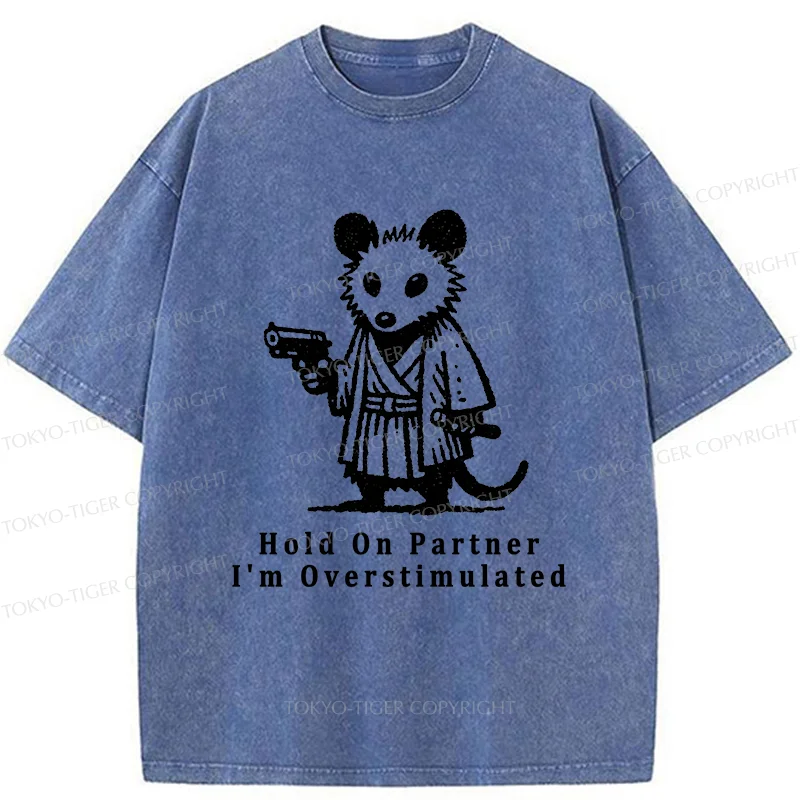 Tokyo-Tiger Funny Possum Samurai Washed T-Shirt